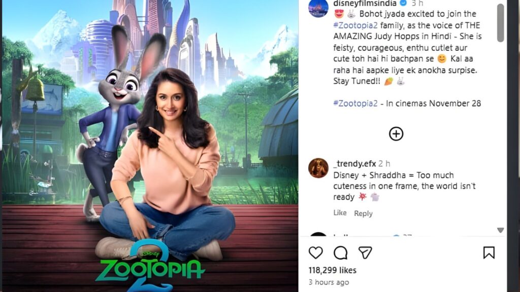 Shraddha Kapoor Joins ‘Zootopia 2’ as Judy Hopps Shraddha Kapoor Joins ‘Zootopia 2 as Judy Hopps 1 Shraddha Kapoor Joins ‘Zootopia 2’ as Judy Hopps