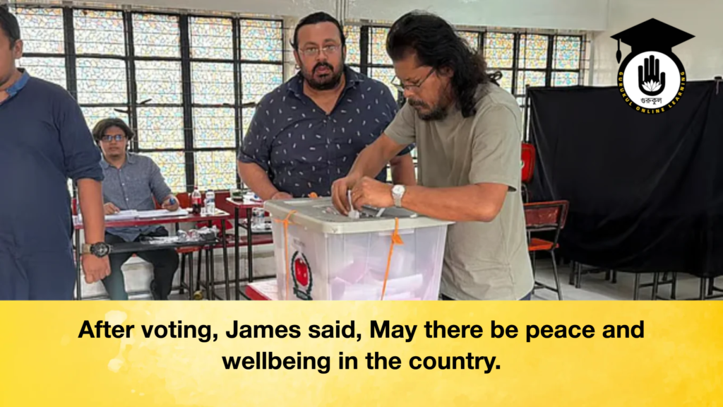 After voting, James said, May there be peace and wellbeing in the country. 2 After voting James said May there be peace and wellbeing in the country After voting, James said, May there be peace and wellbeing in the country.